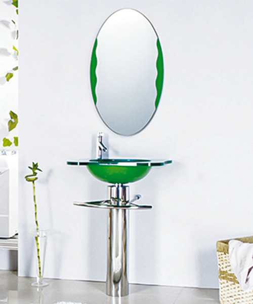 Versatile at home,glass vanity wash basin with stainless steel stand cabinet JH-874