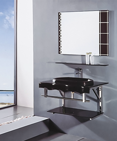 Basin thickness 1.2mm/1.5mm/1.9mm, toughened safety,glass vanity wash basin with stainless steel stand cabinet JH-3038