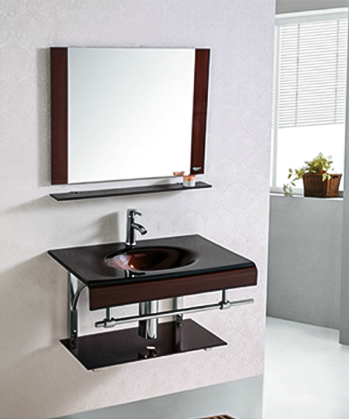  Cost-effective, versatile at home,glass vanity wash basin with stainless steel stand cabinet JH-3056