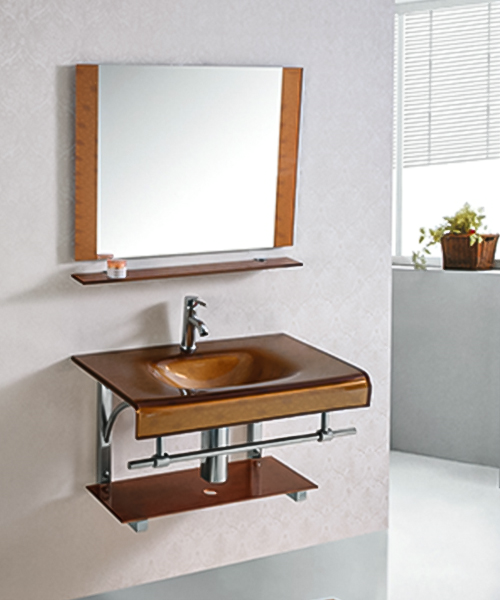 Cost-effective,glass basin,Glass vanity wash basin with stainless steel stand cabinet JH-3067 