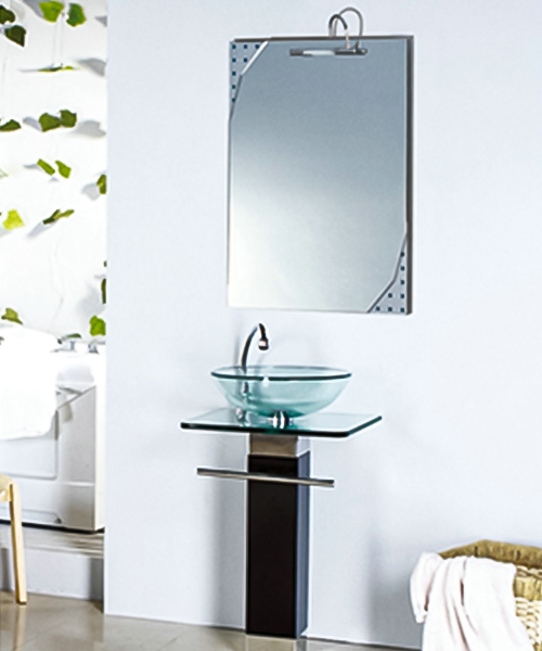 Toughened safety,lightweight,glass vanity wash basin with stainless steel stand cabinet JH-6013