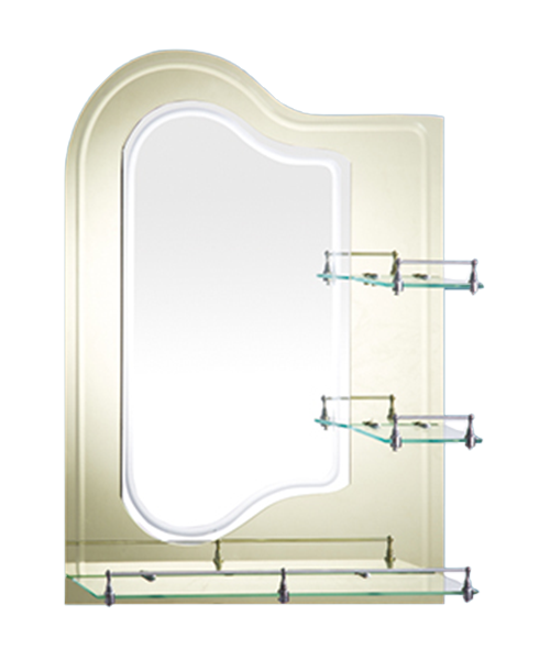 Sandblasted mirror,  zinc alloy fittings,4MM, 5MM,Hot Sale Modern Style Bathroom Luxury Shower Room Simple Mirror Traditional Mirror With Shelf JH-78062