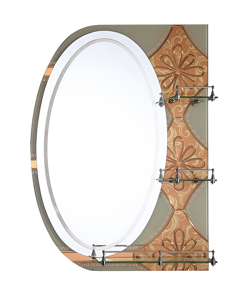 Embossed mirror,crystal decals,4MM, 5MM, Hot Sale Contemporary Bathroom Luxury Bathroom Simple Mirror with Shelf Traditional Mirror JH-2018-9