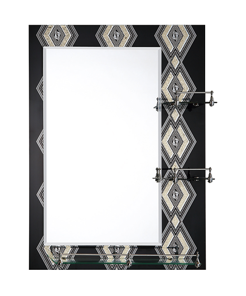 Embossed mirror, aluminum alloy fittings, zinc alloy fittings,4MM, 5MM, Hot Sale Contemporary Bathroom Luxury Bathroom Simple Mirror with Shelf Traditional Mirror JH-7861