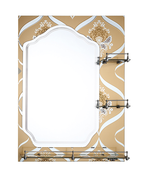 Single layer mirror, HD copper-free silver mirror or aluminum mirror, glass partition,4MM, 5MM, Hot Sale Contemporary Bathroom Luxury Bathroom Simple Mirror with Shelf Traditional Mirror JH-8906